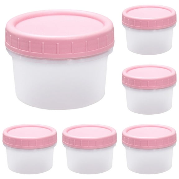 QIJGEBGG 6 PCS Freezer Storage Containers with Twist Top Lids, Small Plastic Food Storage Soup Meal Prep Containers, Leakproof Overnight Quart Containers for Lunch Leftover Fruit Salad Oat, Pink