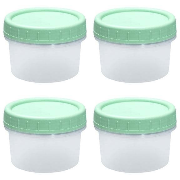 QIJGEBGG Freezer Storage Containers with Green Twist Top Lids, Small Plastic Food Storage Soup Meal Prep Containers, Leakproof Overnight Quart Containers for Lunch Leftover Fruit Salad Oat