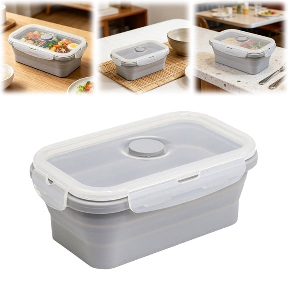 QIJGEBGG Large Collapsible Silicone Food Storage Containers with Lids, Meal Prep Box, Bento Lunch Boxes, Rv Collapsible Bowls for Camping, Kitchen, BPA Free