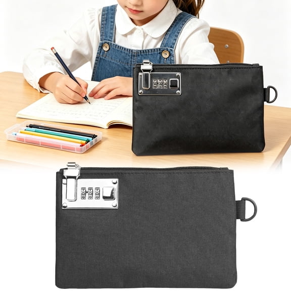 QIJGEBGG Money Bag with Lock, Nylon Notary Bag with Lock, Combination Locking Bank Bags for Store Cash, Jewelry, Passport, Credit Cards and Valuables, Storage Cash Bags