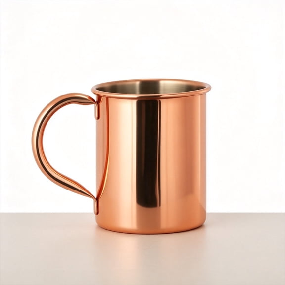 QIJGEBGG Pure Copper Mug Cup for Coffee Beer Tea Camping Outdoor Use with Handle Wide Mouth Easy Pouring Cleaning Keeps Drinks Cold Gold Smooth Rounded Lip, Ergonomic Handle