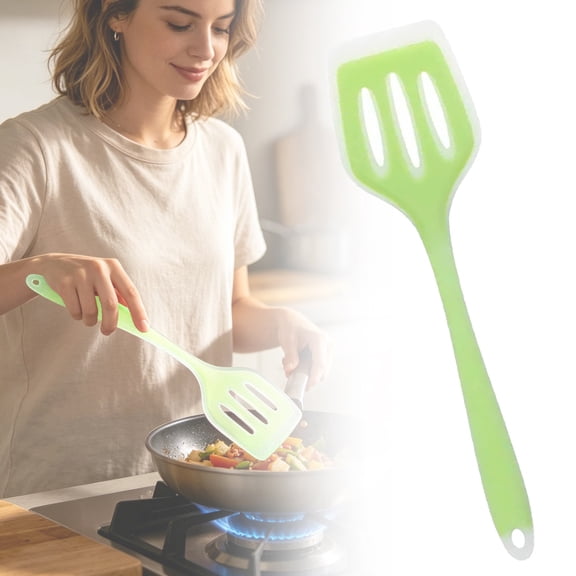 QIJGEBGG Small Silicone Spatula Mini Rubber Turner High Heat Resistant Slotted Egg Fish Spatula Flipper Small Pancake Turner Mini Serving Cooking Kitchen Utensils