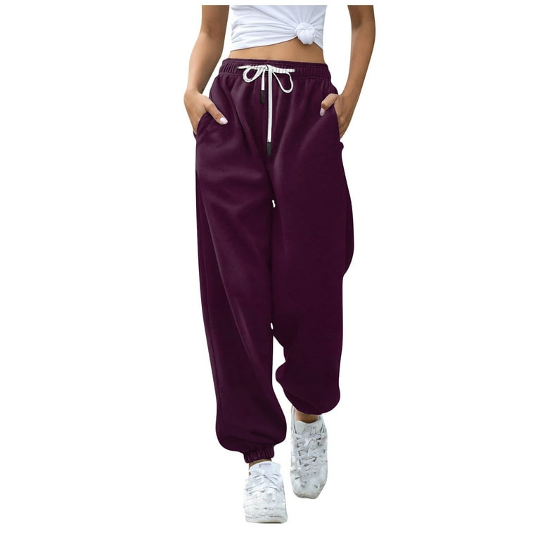 QIJIE Baggy Sweatpants for Women Bottom Sweatpants Women workout Joggers with Pockets Purple XL Walmart