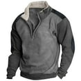 QIJIE Quarter Zip Pullover Men Vintage Sherpa Fleece Collar Sweater