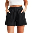 thumbnail image 1 of QIJIE Women's Bermuda Shorts Jersey Shorts with Deep Pockets 11" Long Shorts for Women Lounge Walking Athletic Black Black #51, 1 of 7