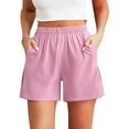 thumbnail image 1 of QIJIE Women's Bermuda Shorts Jersey Shorts with Deep Pockets 23" Long Shorts for Women Lounge Walking Athletic Pink Pink #51, 1 of 7