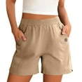 thumbnail image 1 of QIJIE Women's Bermuda Shorts Jersey Shorts with Deep Pockets 7" Long Shorts for Women Lounge Walking Athletic Khaki L, 1 of 8