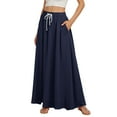 thumbnail image 1 of QIJIE Women's Skirts A-Line Soft High Waist Cotton Trendy Skirts 3-Layer Tiered Flowy Ruffle Long Length Plus Size Skirts with Pockets Navy 2XL, 1 of 6
