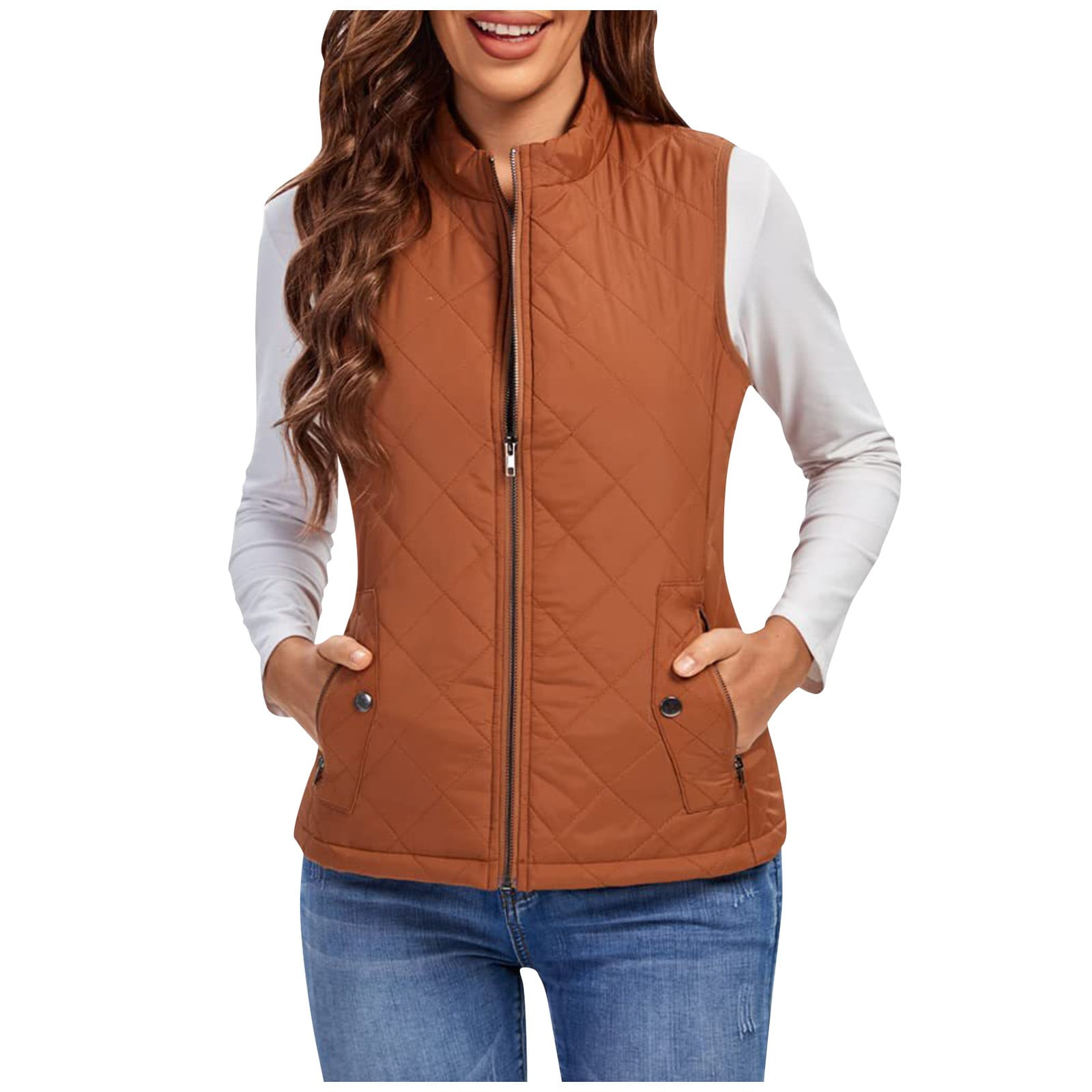 QIJIE Women's Vests Padded Lightweight Vest for Women, Stand Collar