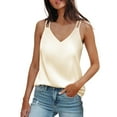 QIJIE Womens Silk Satin Camisole Tank Tops V Neck Spaghetti Strap
