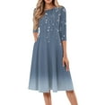 thumbnail image 1 of QIJIE Womens Summer Dresses 2025 Boho Floral Vacation 3/4 Sleeve Holiday Sundress A-Line Casual Midi Dress Crew Neck Swing Flowy Wedding Guest Dresses with Pockets Blue 3XL, 1 of 6