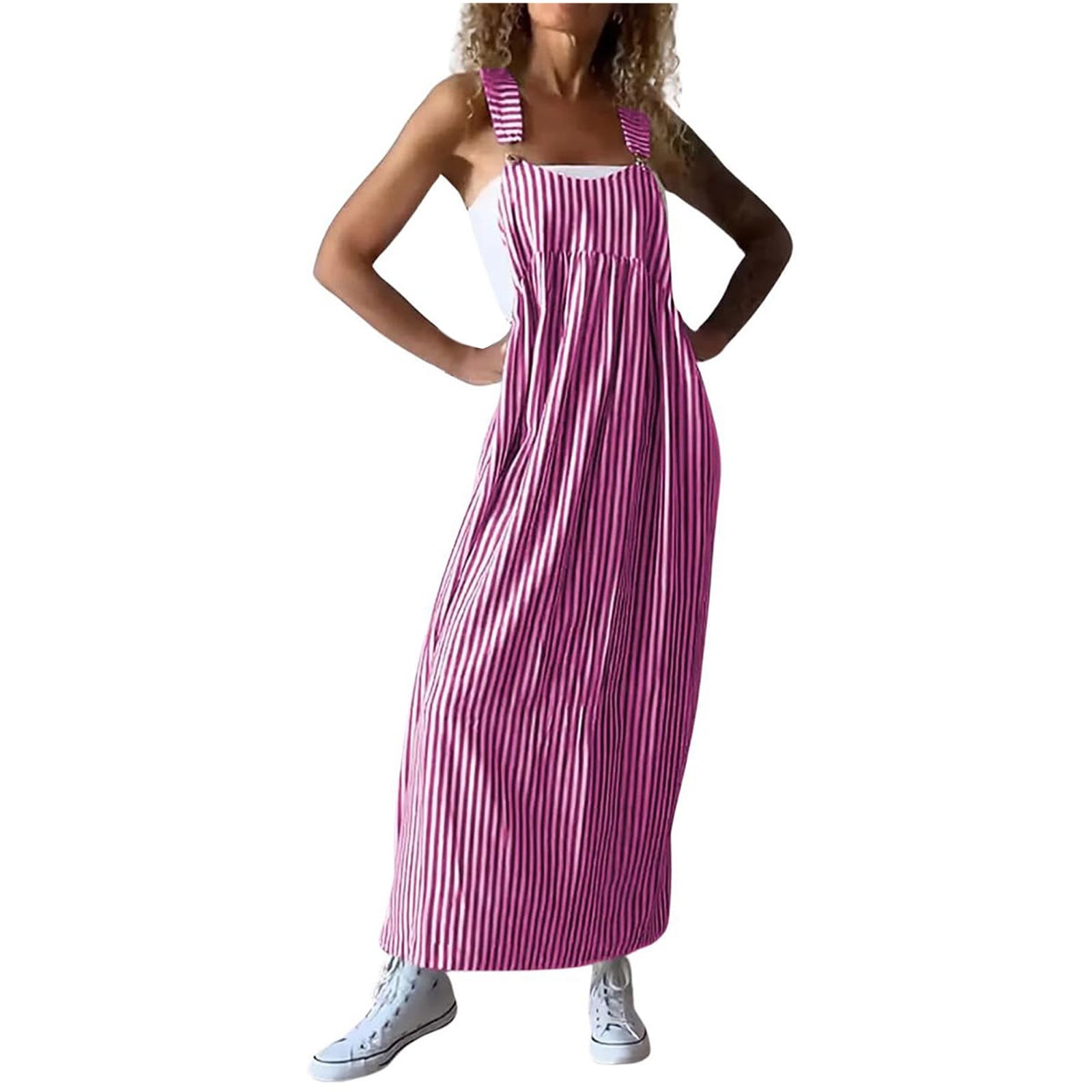 QIJIE Womens Summer Striped Sleeveless Dress Square Neck Tie Knot