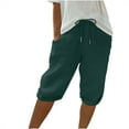 thumbnail image 1 of QIJUNTUO ​2025 Women's Knee Length Casual Shorts Elastic Drawstring Gym Yoga Workout Athletic Running Shorts With Pockets​ Army Green, 1 of 8