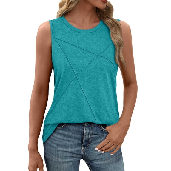 QIJUNTUO Short Sleeve Shirts for Somen Summer Tank Tops for Women Loose Fit Crew Neck Casual Sleeveless Tops Trendy