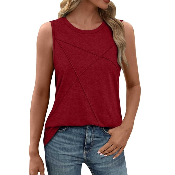 QIJUNTUO Short Sleeve Shirts for Somen Summer Tank Tops for Women Loose Fit Crew Neck Casual Sleeveless Tops Trendy