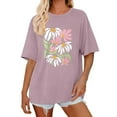 thumbnail image 1 of QIJUNTUO T-Shirts for Women Flower Graphic Tees Short Sleeve Shirts 225 Summer Casual Loose Fit Beach Tops Purple, 1 of 8