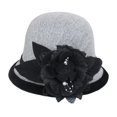 thumbnail image 1 of Dyfzdhu Women Autumn Winter Flowers Round Top Casual Fisherman Bucket Cap Small Bowler Hat Gray, 1 of 4