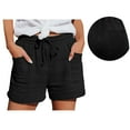 thumbnail image 1 of QIJUNTUO ​Women's Back Pocket Detail Casual Shorts High Waisted Loose Fit Summer Shorts With Functional Rear Pockets​ Black, 1 of 9