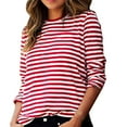 thumbnail image 1 of QIJUNTUO Women's Classic Striped Long Sleeve T-Shirt Comfortable Casual Top For Autumn Layering And Everyday Fashion Red, 1 of 8