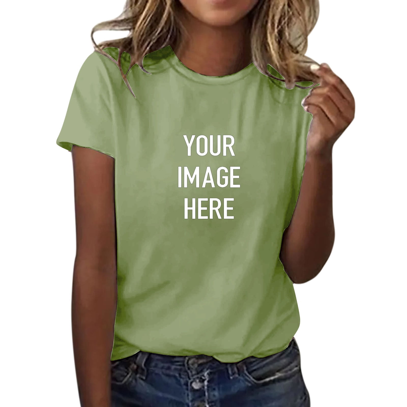 Relaxed fit celadon green v-neck top