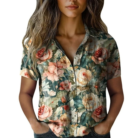 QIJUNTUO Women's Cream Color V-Neck Tunic With Effortless Drape For Gallery Hopping And Cultural Event Elegance Green