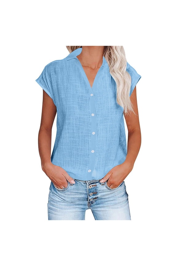 Women's Crisp Cotton Poplin Button Down Collared Shirt Tailored Fit Blouse For Professional Office To Casual Wear Sky Blue