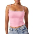 thumbnail image 1 of QIJUNTUO Women's Double-Lined Square Neck Camisole With Removable Padding For Club Wear Pink, 1 of 8