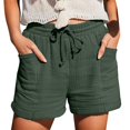 thumbnail image 1 of QIJUNTUO ​Women's Fashion Casual High Waist Loose Shorts Elastic Cotton Linen Blend Summer Athletic Shorts With Pockets​ Green, 1 of 5
