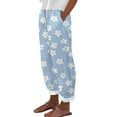 thumbnail image 1 of QIJUNTUO Women's High Waist Floral Print Wide Leg Lounge Pants With Side Pockets Blue, 1 of 3