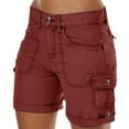 thumbnail image 1 of QIJUNTUO Women's High Waisted Retro Casual Stretch Shorts With Pockets Outdoor Comfort Elastic Waist Summer Pull On Red, 1 of 6