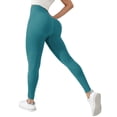 thumbnail image 1 of QIJUNTUO ​Women's High Waisted Yoga Leggings Tummy Control Compression Workout Running Pants With Pockets Squat Proof Activewear​ Green, 1 of 7
