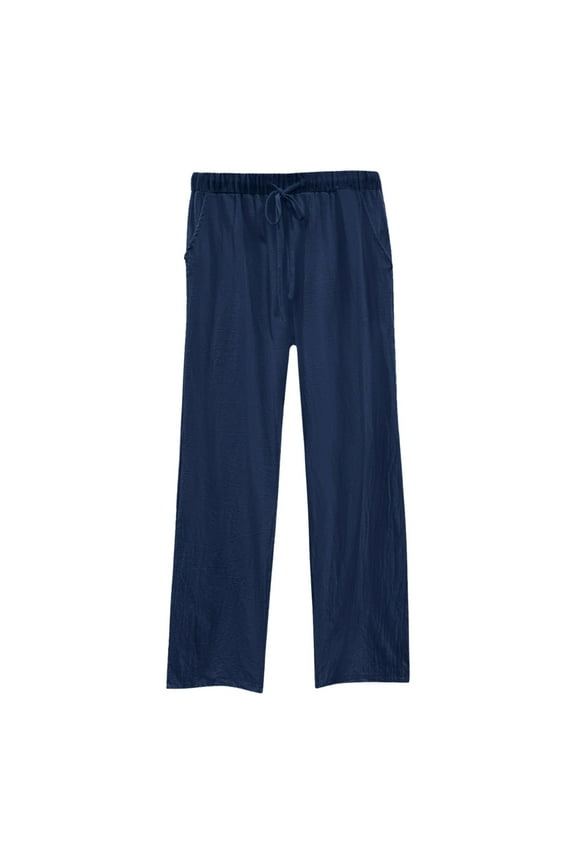 ​Women's Knit Jogger Pants Soft Fleece Lined Lounge Sweatpants Drawstring Elastic Waist​ Navy