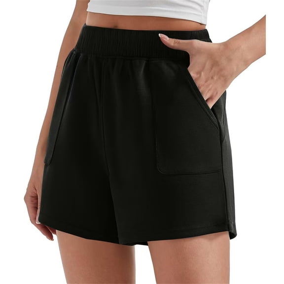 QIJUNTUO Women's Korean Style High Waist Sports Shorts Loose Fit Quick Dry Athletic Versatile Casual Summer Gym Shorts Black