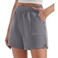 thumbnail image 1 of QIJUNTUO Women's Korean Style High Waist Sports Shorts Loose Fit Quick Dry Athletic Versatile Casual Summer Gym Shorts Grey, 1 of 4