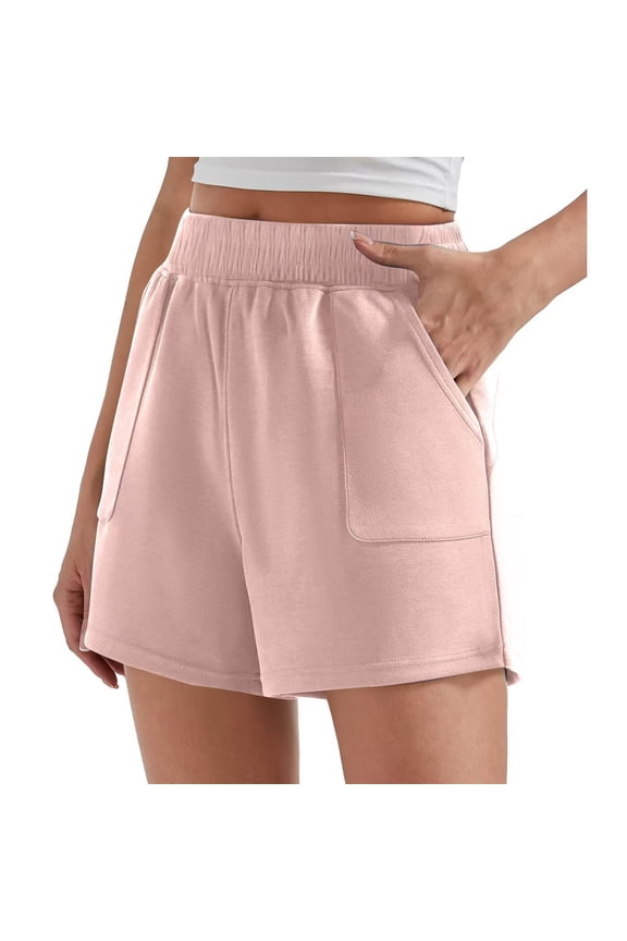 Women's Korean Style High Waist Sports Shorts Loose Fit Quick Dry Athletic Versatile Casual Summer Gym Shorts Pink