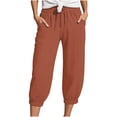 thumbnail image 1 of QIJUNTUO ​Women's Oversized Fit Linen Wide Leg Pants For Beach Cover-Ups And Comfortable Vacation Style In Extended Sizing​ Brown, 1 of 5