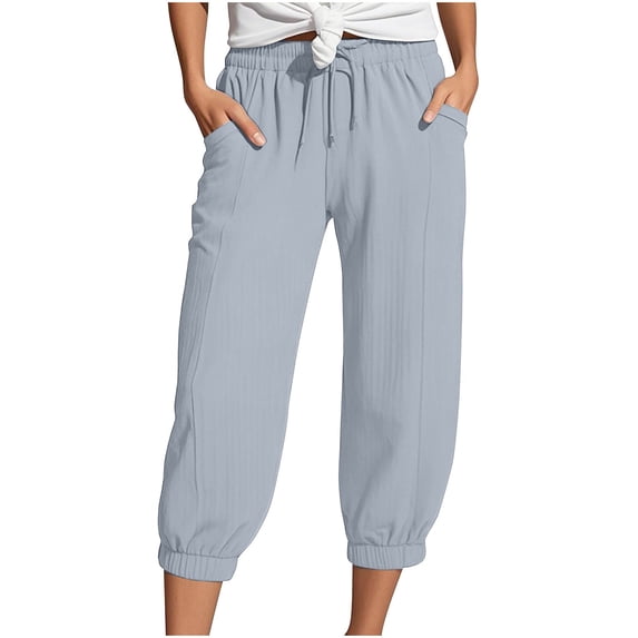 QIJUNTUO Women's Oversized Fit Linen Wide Leg Pants For Beach Cover-Ups And Comfortable Vacation Style In Extended Sizing Grey