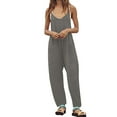 thumbnail image 1 of QIJUNTUO ​Women's Sleeveless Jumpsuit Romper With V Neckline Spaghetti Strap Overalls Long Pants Two Pockets Casual Summer Wear​ Sky Blue, 1 of 5