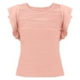 thumbnail image 1 of QIJUNTUO ​Women's Textured Ruffle Butterfly Sleeve Casual Top With Wave Design For Summer Boho Style​ Pink, 1 of 9