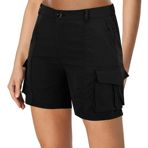 QIJUNTUO ​Women's Utility Multi Pocket Outdoor Shorts With Durable Construction For Trail Hiking Adventures And Camping Gear​ Black