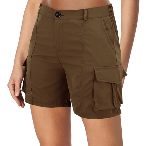 QIJUNTUO ​Women's Utility Multi Pocket Outdoor Shorts With Durable Construction For Trail Hiking Adventures And Camping Gear​ Brown