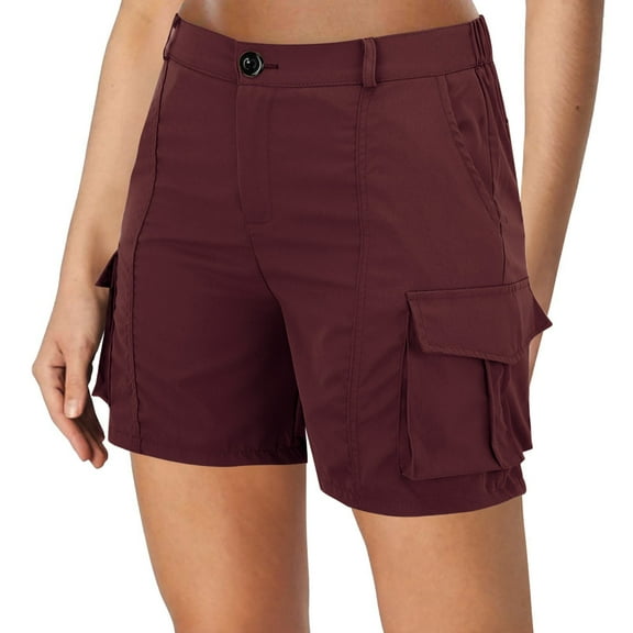 QIJUNTUO Women's Utility Multi Pocket Outdoor Shorts With Durable Construction For Trail Hiking Adventures And Camping Gear Wine