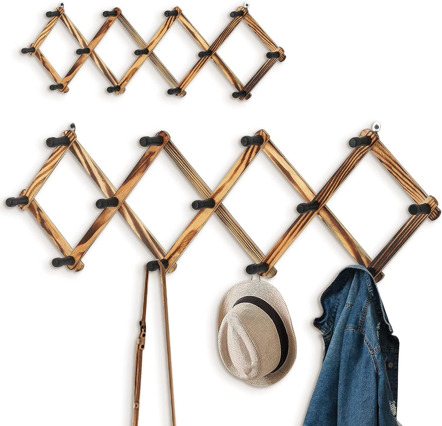QILICHZ Expandable Coat Rack 2Pcs Accordion Wall Hangers 13 Hooks