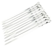 QILIN 10Pcs Barbecue Stick Heat-Resistant Reusable Stainless Steel Meat Shrimp Grilling Skewers for Picnic