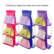 QILIN 6 Pocket Clear Purse Handbags Organizer Door Closet Shelf Hanging Storage Bag