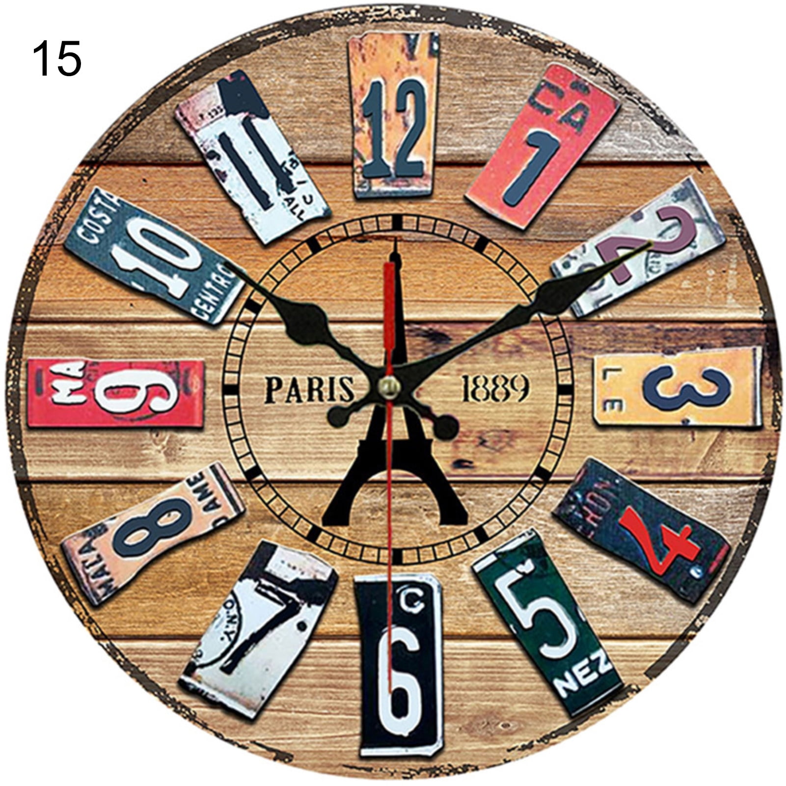 QILIN Farm Wall Clock Mute Retro Style Wall Decor Thick Rustic Wooden