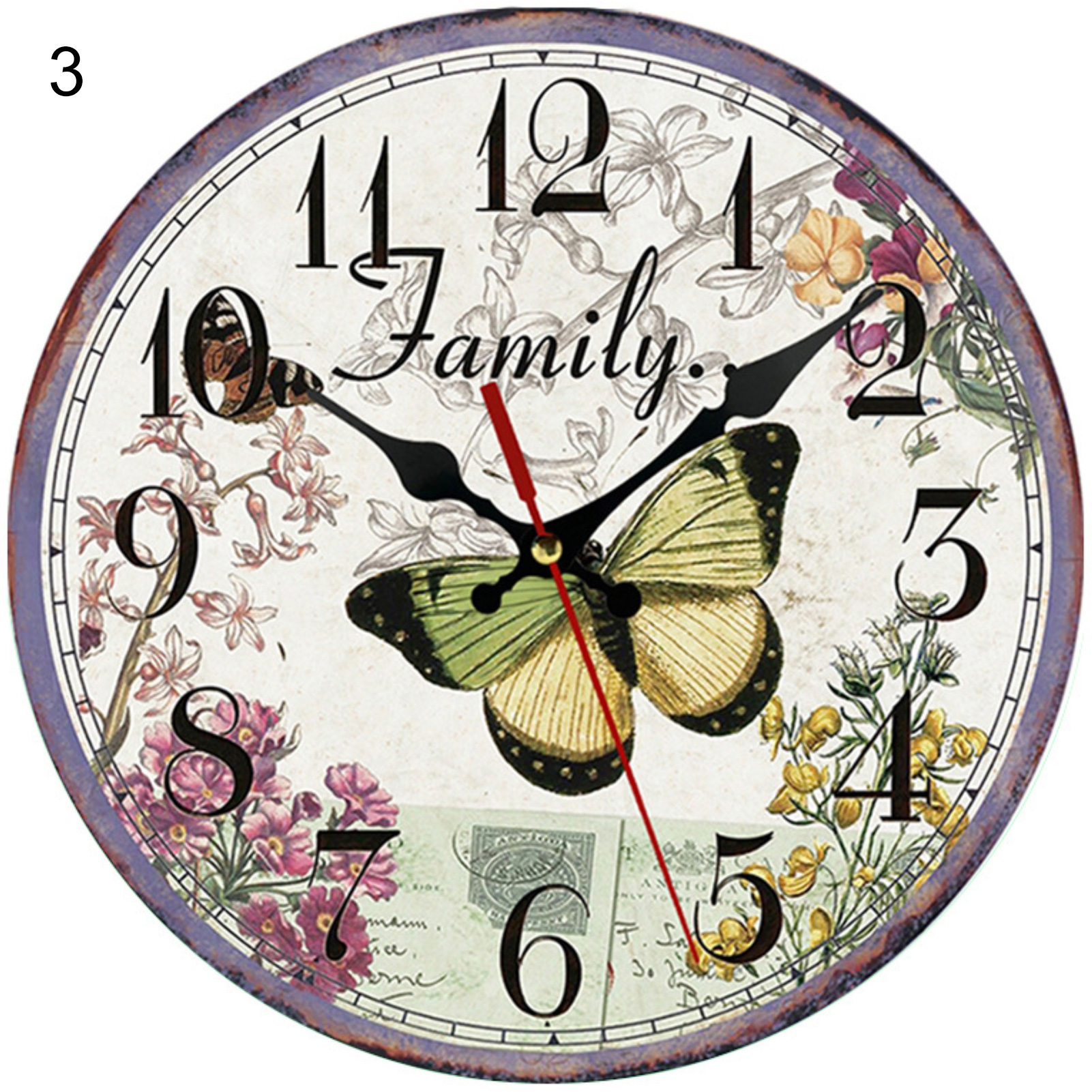 QILIN Farm Wall Clock Mute Retro Style Wall Decor Thick Rustic Wooden