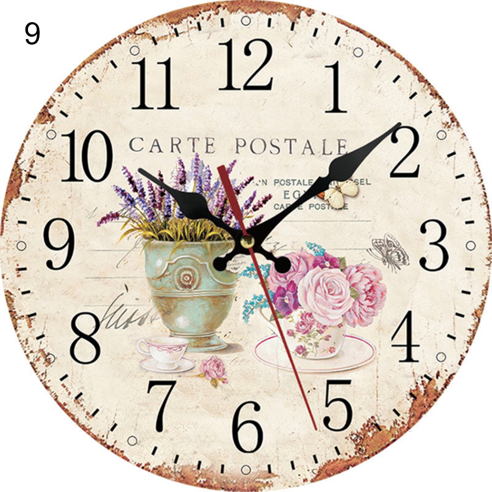 QILIN Farm Wall Clock Mute Retro Style Wall Decor Thick Rustic Wooden