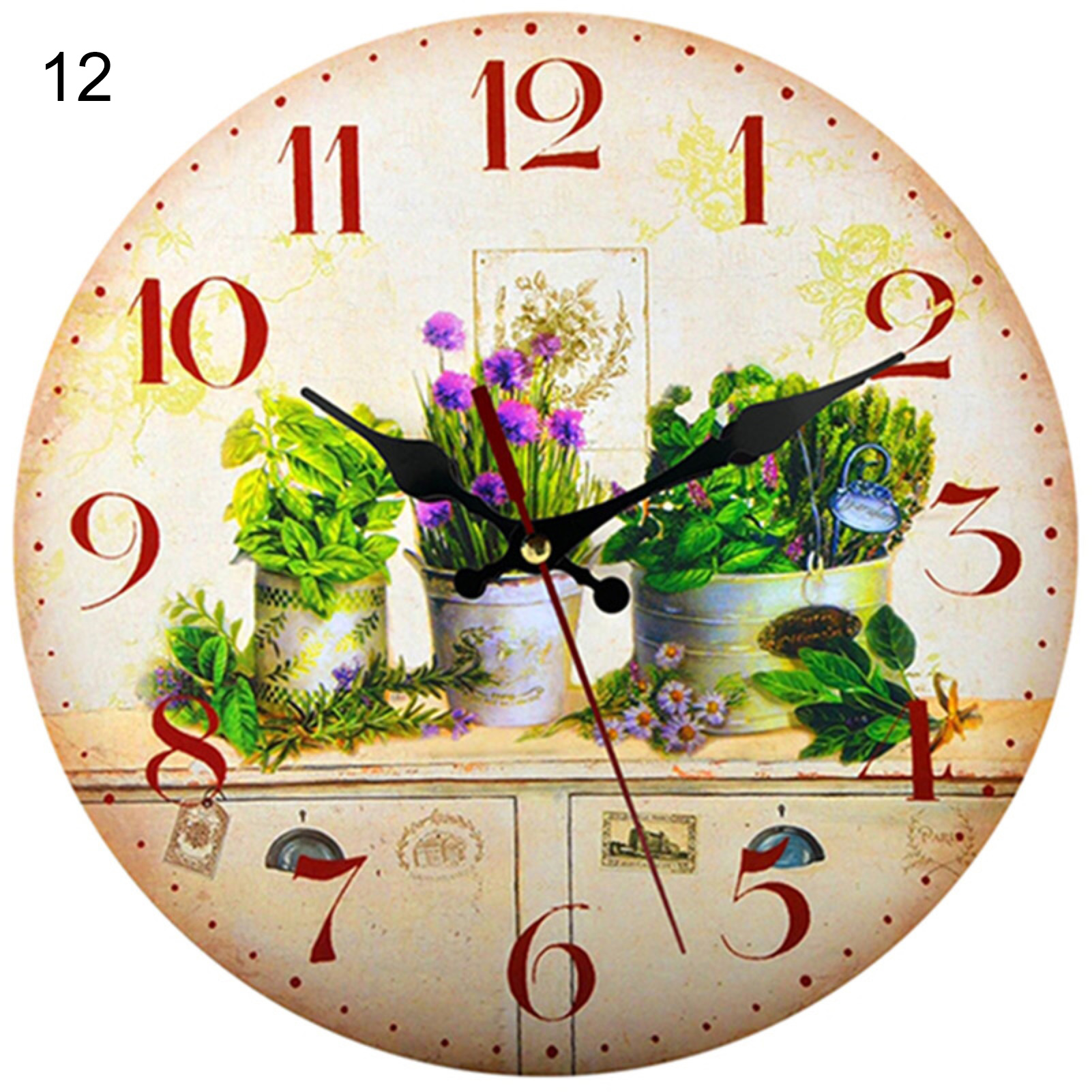 QILIN Farm Wall Clock Mute Retro Style Wall Decor Thick Rustic Wooden