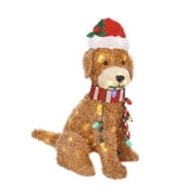 QILIN Fluffy Dog Decor Light-up Christmas Golden Dog Ornamental Festive Yard Decoration for Merry Holiday Season